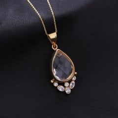 Kristal Kuvars Doğaltaşlı Fancy Kolye