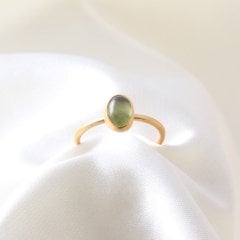 Peridot Doğaltaşlı Mat Minimal Yüzük
