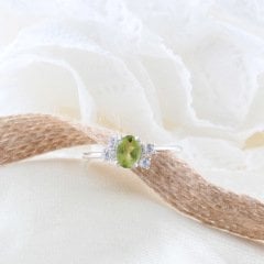 Peridot Doğal Taşlı Tektaş Gümüş Yüzük