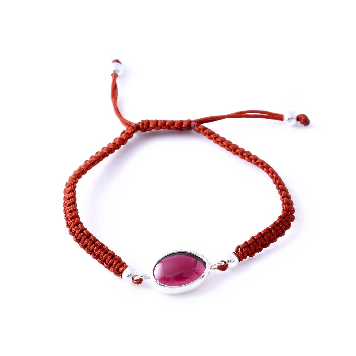 Garnet Doğaltaşlı Örme Bileklik