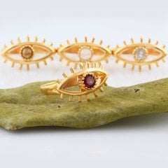 Garnet Doğaltaşlı Göz Yüzük