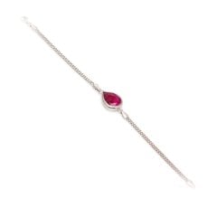 Yakut Doğal Taşlı 925 Ayar Gümüş Bileklik M2