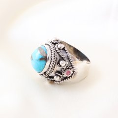 Firuze ve Turmalin Doğaltaşlı Hanedan Yüzük