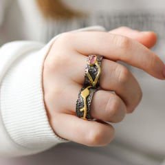 Ilgın Serisi Yakut Doğaltaşlı Gümüş Yüzük