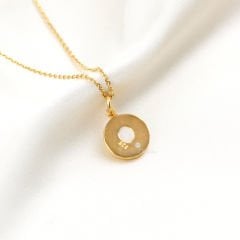 Aytaşı Doğaltaşlı Minimal Gümüş Kolye
