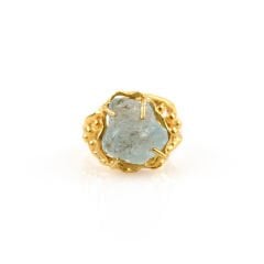 Ham Akuamarin Doğaltaşlı Gümüş Yüzük