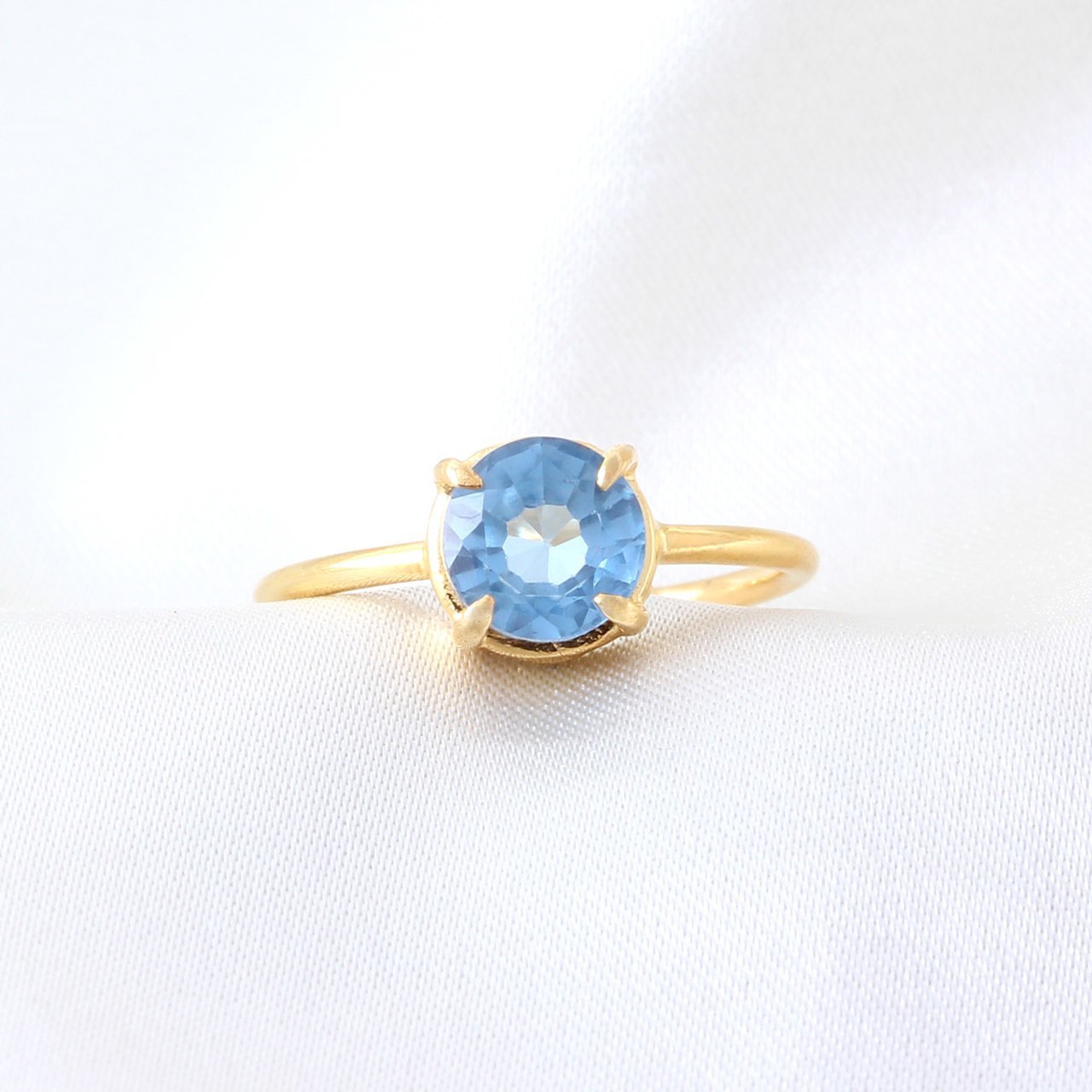 Lab. Mavi Topaz Prong Gümüş Yüzük