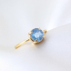 Lab. Mavi Topaz Prong Gümüş Yüzük