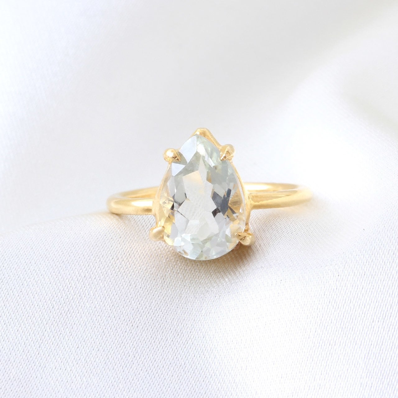 Yeşil Ametist Doğaltaşlı prong yüzük