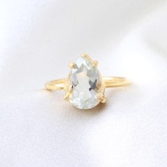 Yeşil Ametist Doğaltaşlı prong yüzük