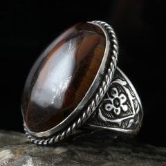 Jasper Doğal Taşlı 925 Ayar Gümüş Erkek Yüzük