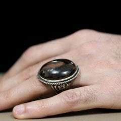 Jasper Doğal Taşlı 925 Ayar Gümüş Erkek Yüzük