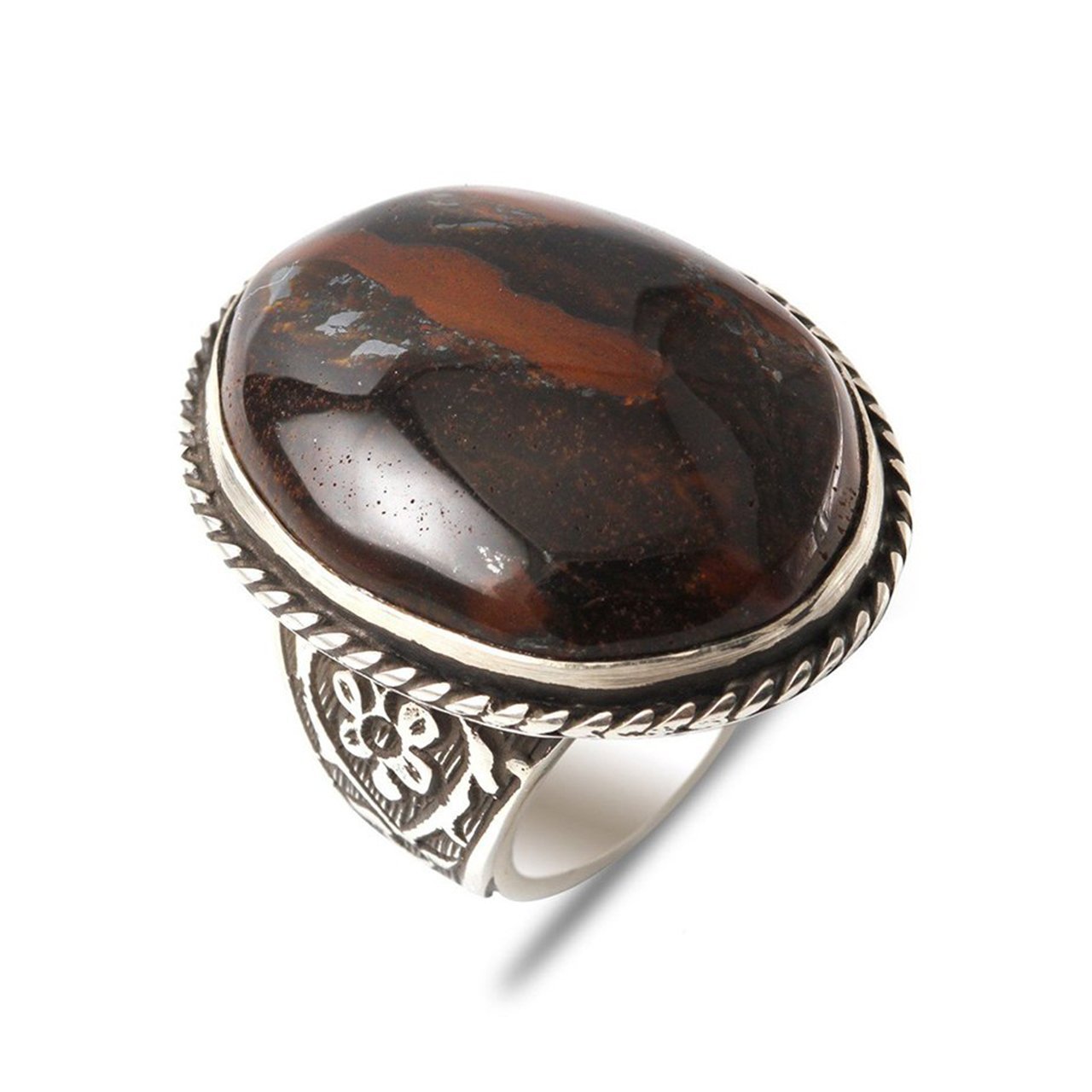 Jasper Doğal Taşlı 925 Ayar Gümüş Erkek Yüzük