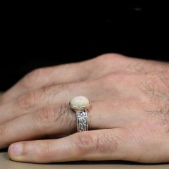Opal Doğal Taşlı 925 Ayar Gümüş Unisex Yüzük