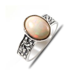 Opal Doğal Taşlı 925 Ayar Gümüş Unisex Yüzük