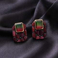 Doublet Turmalin ve Garnet Küpe