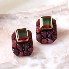 Doublet Turmalin ve Garnet Küpe