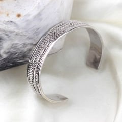 Kalın Örgü Model Gümüş Erkek Bileklik