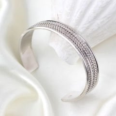 Kalın Örgü Model Gümüş Erkek Bileklik