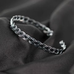 Örgü Model Erkek Gümüş Bileklik