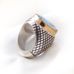 Mavi Topaz Doğaltaşlı Erkek Yüzük