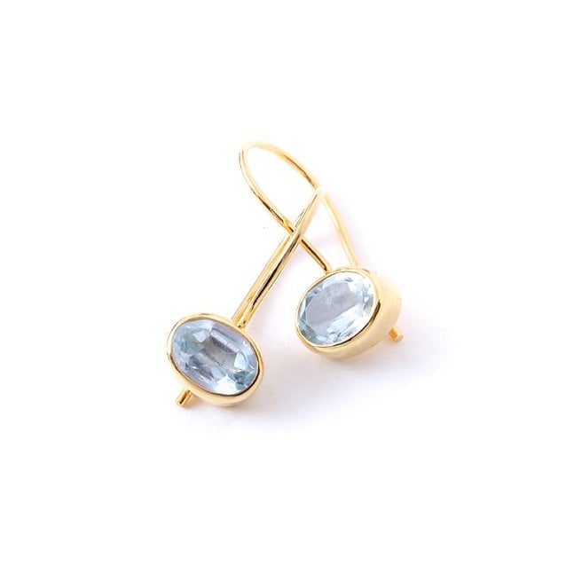 Mavi Topaz Doğaltaşlı Minimal Küpe