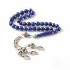 Lapis Lazuli Doğal Taşlı Gümüş Püsküllü Tesbih