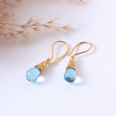 Mavi Topaz Doğaltaşlı Gümüş Küpe