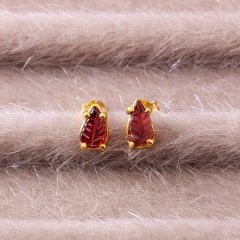 Yaprak Garnet Doğaltaşlı Gümüş Küpe