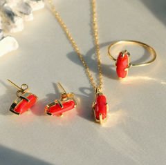 Mercan Doğaltaşlı Gümüş Kolye