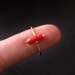 Mercan Doğaltaşlı Gümüş Yüzük