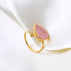 Yaprak Pembe Kuvars Doğaltaşlı Gümüş Yüzük