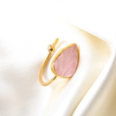 Yaprak Pembe Kuvars Doğaltaşlı Gümüş Yüzük