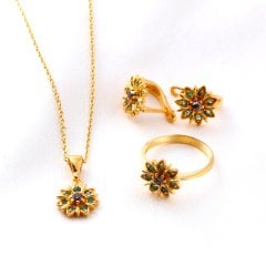 Alya Serisi Elmas ve Zümrüt Doğaltaşlı Set