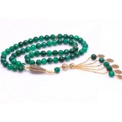 Zümrüt Taşlı Özel Tasarım El İşi 925 Ayar Gümüş Tesbih 99'lu