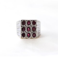 Garnet Doğaltaşlı Erkek Gümüş Yüzük