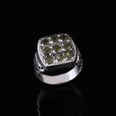 Peridot Doğaltaşlı Özel Tasarım Erkek Gümüş Yüzük