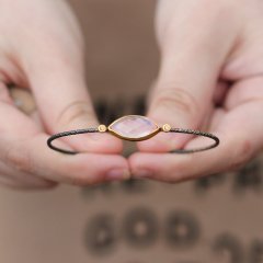 Pembe Kuvars Doğal Taşlı Kadın Bileklik
