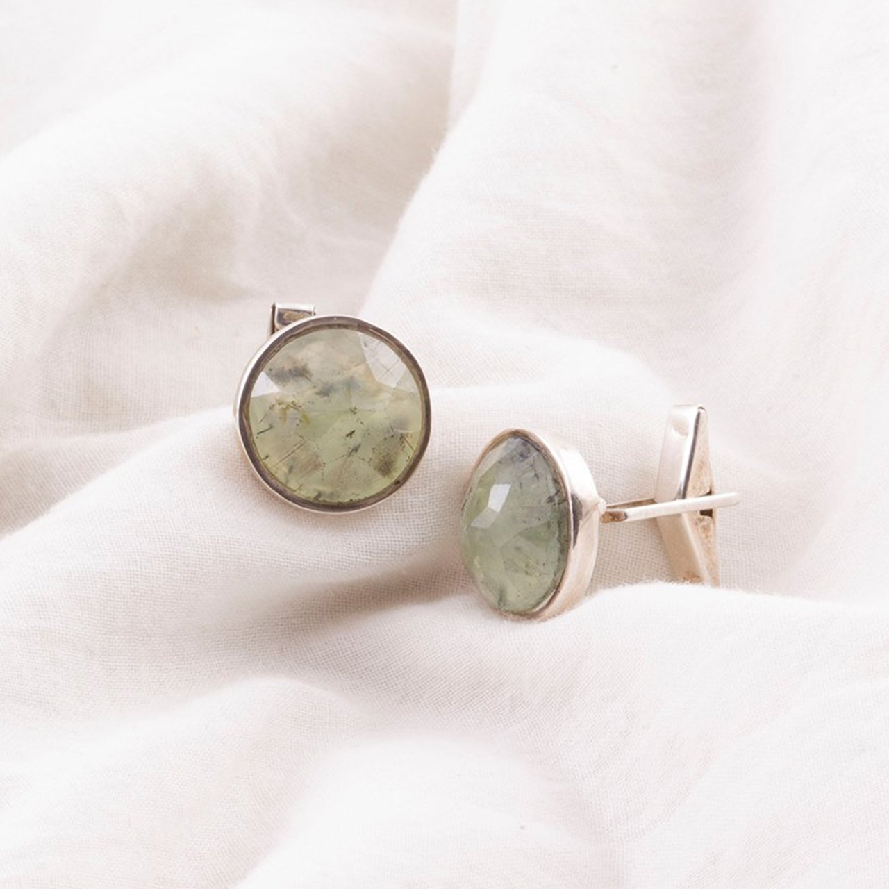 Prehnite Doğaltaşlı Kol Düğmesi