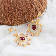 Garnet ve Yakut Doğaltaşlı Gümüş Küpe